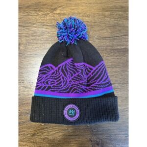 Mammoth Mountain California Knit Hat Pom Pom Black Cuffed Cap Fun Adult 2023